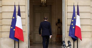 Outgoing French Prime Minister Sebastien Lecornu leaves after delivering a statement at the Hotel Matignon, Paris, France, Oct. 6, 2025. (AFP Photo)