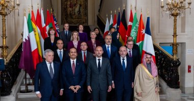 Foreign Minister Hakan Fidan attends a foreign ministers' meeting in Paris, France, Oct. 9, 2025. (AA Photo)