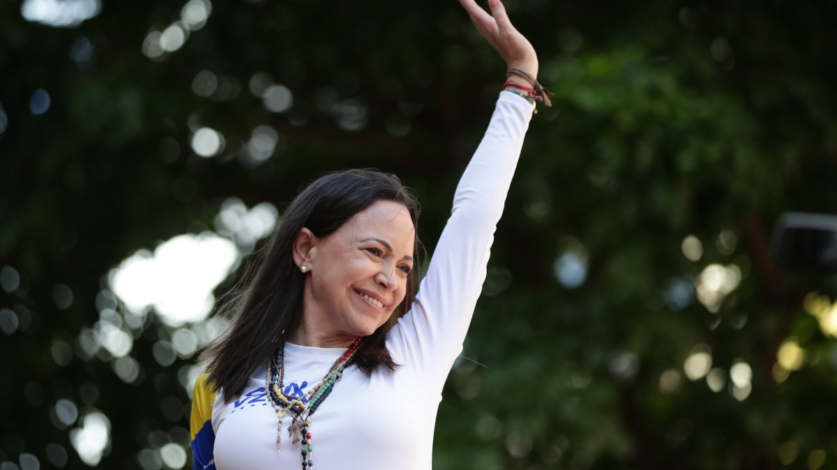 Maria Corina Machado speaks to supporters, Caracas, Venezuela, Jan. 9, 2025. (EPA Photo)