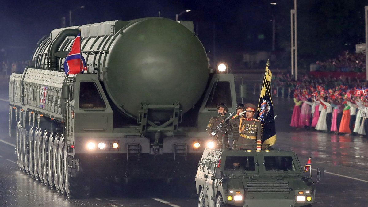 This picture taken on October 10, 2025 and released from North Korea&#039;s official Korean Central News Agency (KCNA) on October 11, 2025 shows a new intercontinental ballistic missile (ICBM) during the military parade to celebrate the 80th founding anniversary of the Workers&#039; Party of Korea in Pyongyang. (AFP Photo) 