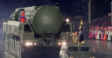 This picture taken on October 10, 2025 and released from North Korea&#039;s official Korean Central News Agency (KCNA) on October 11, 2025 shows a new intercontinental ballistic missile (ICBM) during the military parade to celebrate the 80th founding anniversary of the Workers&#039; Party of Korea in Pyongyang. (AFP Photo) 