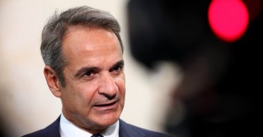 Greece&#039;s Prime Minister Kyriakos Mitsotakis speaks to members of the media at the European Political Community summit in Copenhagen, Denmark, Oct. 2, 2025. (Reuters Photo)
