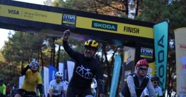 Cyclists in action during the L&#039;Etape Türkiye by Tour de France at the Beykoz Sports Forest, Istanbul, Türkiye, Oct. 12, 2025. (AA Photo)