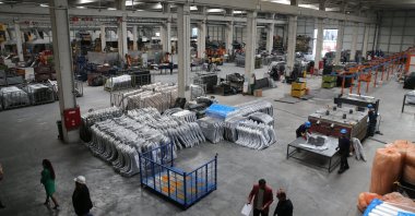 Workers are seen at a factory manufacturing automotive parts in Konya, central Türkiye, May 9, 2024. (AA Photo)