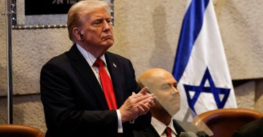 U.S. President Donald Trump addresses the Knesset, in west Jerusalem, Oct. 13, 2025. (Reuters Photo)