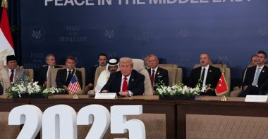 U.S. President Donald Trump attends world leaders' summit on ending the Gaza war, amid a U.S.-brokered hostage swap and cease-fire deal between Israel and Hamas, in Sharm el-Sheikh, Egypt, Oct. 13, 2025. (Reuters Photo)