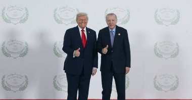 U.S. President Donald Trump and President Recep Tayyip Erdoğan pose for a photo during a summit on Gaza in Sharm el-Sheikh, Oct. 13, 2025 (AA Photo)