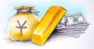 &quot;Whether it’s gold or the yuan, one of these challengers will likely take over the dollar’s role in the coming decades.&quot; (Illustration by Erhan Yalvaç)
