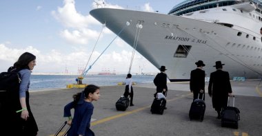 Jewish U.S. citizens and their immediate family members arrive to board a ship bound for Cyprus at Haifa Port, Israel, Oct. 16, 2023. (Getty Images Photo)