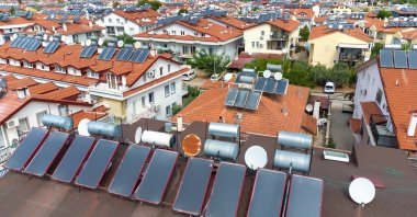 Close-up of photovoltaic solar panels is seen on a rooftop in Fethiye, Muğla, southern Türkiye, in this undated photo. (Shutterstock Photo)