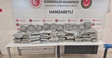 1.7 tons of cocaine hidden in fossil flour are seized in a joint Turkish-Spanish operation, Ankara, Türkiye, Oct. 14, 2025. (DHA Photo) 