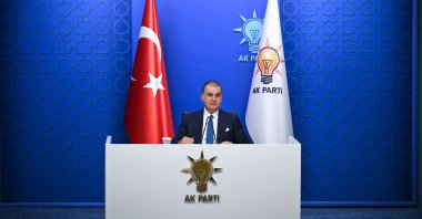 Justice and Development Party (AK Party) spokesperson Ömer Çelik speaks to reporters at the party&#039;s headquarters, Ankara, Türkiye, Oct. 14, 2025. (AA Photo)