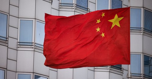 The Chinese national flag waves in front of the Chinese embassy in Berlin, Germany, April 22, 2024. (EPA Photo)