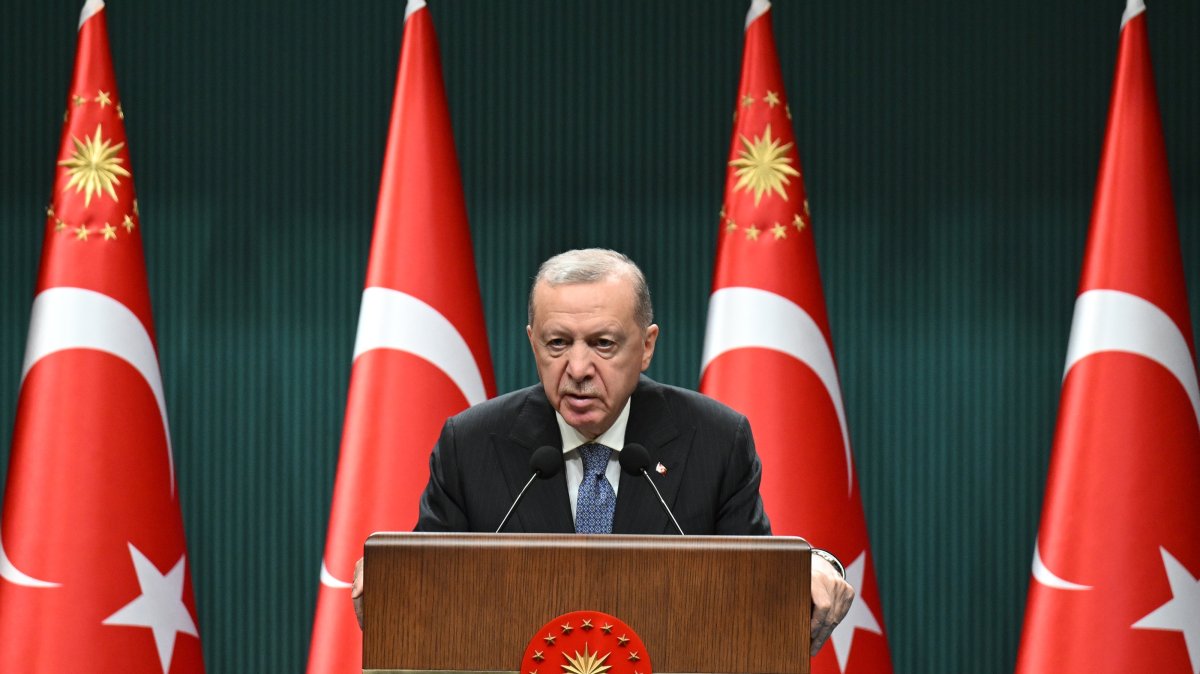 President Recep Tayyip Erdoğan speaks to reporters after a Cabinet meeting in the capital Ankara, Sept. 29, 2025. (AA File Photo)