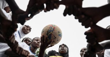 Model Queens Football Academy team players prepare for the Youth Tournament final match with Kwara Ladies FC, Ilorin, Kwara State, Nigeria, Aug. 29, 2025. (Reuters Photo)