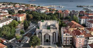 An aerial view of the Mor Efrem Syriac Ancient Orthodox Church, Yeşilköy, Istanbul, Türkiye, Oct. 4, 2023. (AA Photo)