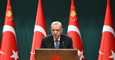 President Recep Tayyip Erdoğan speaks to reporters after a Cabinet meeting in the capital Ankara, Sept. 29, 2025. (AA File Photo)