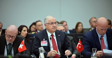 Defense Minister Yaşar Güler attends NATO meeting in Brussels, Oct. 15, 2025. (AA Photo)