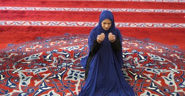 Antonija Petra Gagulic, who converted to Islam at the age of 18 while living in Osijek, Croatia, prays in a mosque, Sarajevo, Bosnia-Herzegovina, Oct. 9, 2025. (AA Photo)