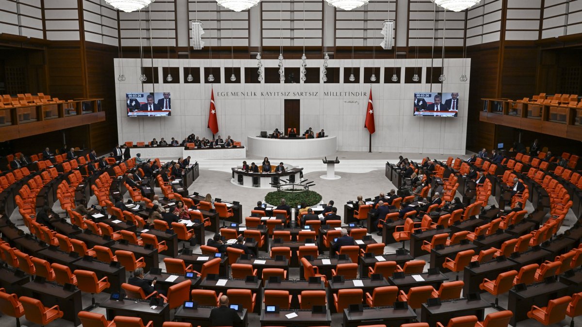 Lawmakers are seen during a session at Parliament, Ankara, Türkiye, Oct. 16, 2025. (AA Photo)