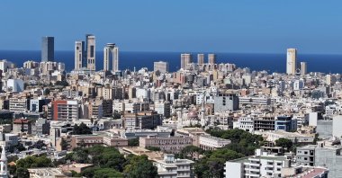 This aerial picture shows a view of buildings in Tripoli, and the Mediterranean Sea in the background, Libya, Sept. 22, 2025. (AFP Photo)