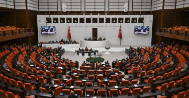 Lawmakers are seen during a session at Parliament, Ankara, Türkiye, Oct. 16, 2025. (AA Photo)