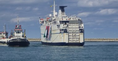 Türkiye’s 17th “Goodness Ship’’ reaches the Port of el-Arish Port, Egypt, Oct. 17, 2025. (AA Photo)