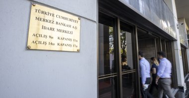 People enter the headquarters of the Central Bank of the Republic of Türkiye (CBRT), Ankara, Türkiye, July 28, 2022. (AA Photo)