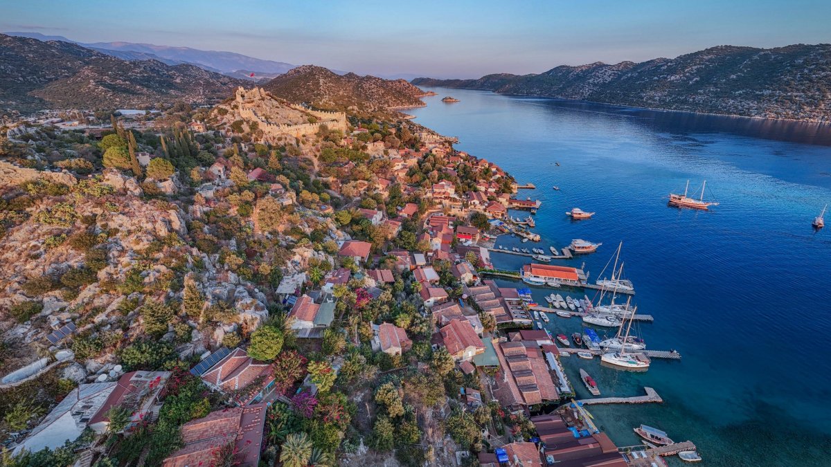 An aerial view shows the Kale Üçağız village in Demre, Antalya, southern Türkiye, Oct. 17, 2025. (AA Photo)