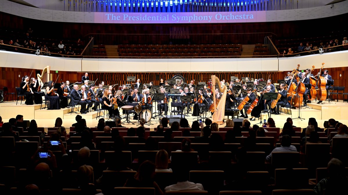 Türkiye&#039;s Presidential Symphony Orchestra (CSO) performs a concert to honor the Republic Day, Moscow, Russia, Oct. 18, 2025. (AA Photo)