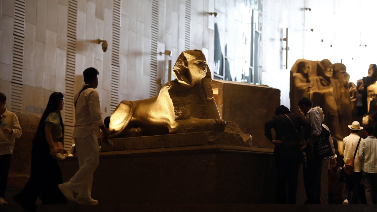 People visit the Grand Egyptian Museum in Cairo, Egypt, Oct. 17, 2025. (AA Photo)