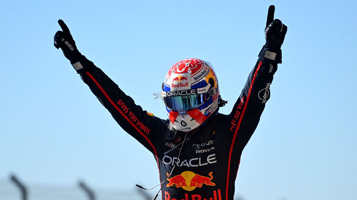 Race winner Max Verstappen of the Netherlands and Oracle Red Bull Racing celebrates in parc ferme during the F1 Grand Prix of United States at Circuit of The Americas, in Austin, Texas, U.S., Oct. 19, 2025. (AFP Photo)