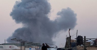 Smoke rises following an Israeli airstrike in Khan Younis, southern Gaza Strip, Oct. 19, 2025. (Reuters Photo)