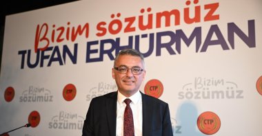 Main opposition Republican Turkish Party&#039;s (CTP) leader and president candidate Tufan Erhürman poses after the presidential election in Lefkoşa (Nicosia), Turkish Republic of Northern Cyprus (TRNC), Oct. 19, 2025. (AA Photo)