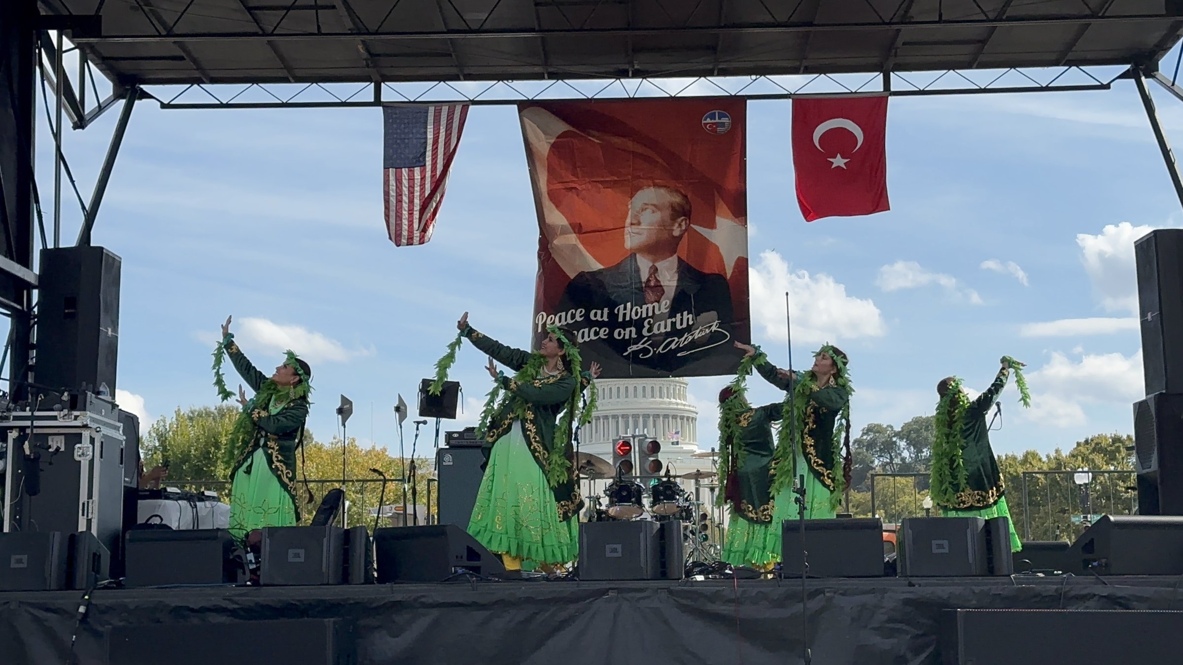 Performers showcase traditional Turkish dances during the Turkish Festival, Washington, U.S., Oct. 20, 2025. (İHA Photo)