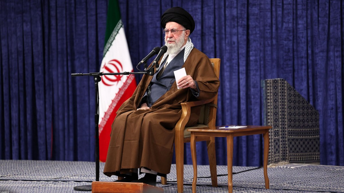 Iranian Supreme Leader Ayatollah Ali Khamenei speaks during an event in in Tehran, Iran, Oct. 20, 2025. (EPA Photo)