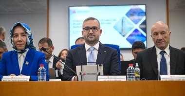 Central Bank of the Republic of Türkiye (CBRT) Governor Fatih Karahan (C) and his deputies Hatice Karahan (L) and Cevdet Akçay attend a presentation before Parliament&#039;s Plan and Budget Commission, Ankara, Türkiye, Oct. 7, 2025. (AA Photo)