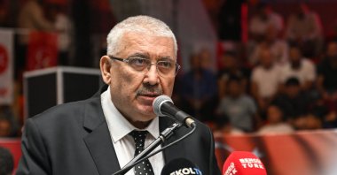 MHP Deputy Chair Edip Semih Yalçın speaks at a program as part of the &quot;terror-free Türkiye&quot; process in Seyhan, Adana, Türkiye, Sept. 29, 2025. (AA Photo)