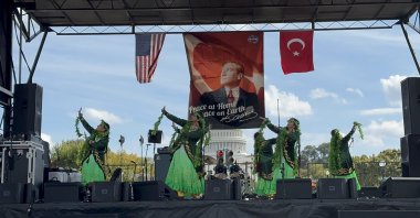Performers showcase traditional Turkish dances during the Turkish Festival, Washington, U.S., Oct. 20, 2025. (İHA Photo)