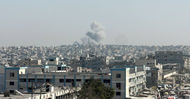 Smoke rises following an Israeli strike in Khan Younis, southern Gaza Strip, Oct. 20, 2025. (Reuters Photo)