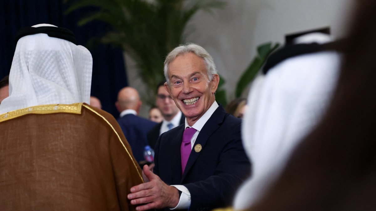 Britain's former Prime Minister Tony Blair attends a world leaders' summit on ending the Gaza war, amid a U.S.-brokered prisoner-hostage swap and cease-fire deal between Israel and Hamas, Sharm el-Sheikh, Egypt, Oct. 13, 2025. (Reuters Photo)