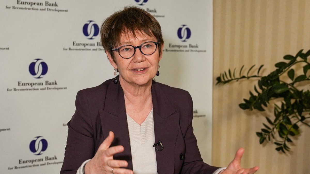 Odile Renaud-Basso, president of the European Bank for Reconstruction and Development (EBRD), speaks during an interview, Kyiv, Ukraine, Feb. 6, 2025. (Reuters Photo)