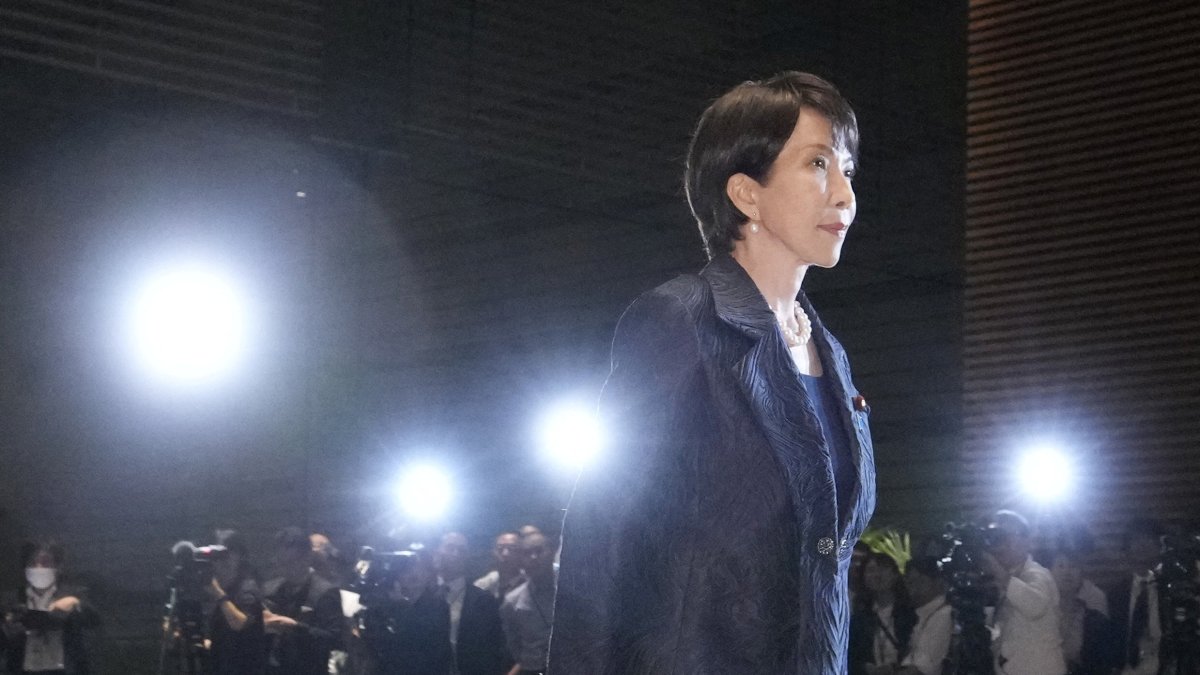 Japan&#039;s new Prime Minister Sanae Takaichi leaves for the Imperial Palace, at the prime minister&#039;s official residence, Tokyo, Japan, Oct. 21, 2025. (Kyodo via Reuters)