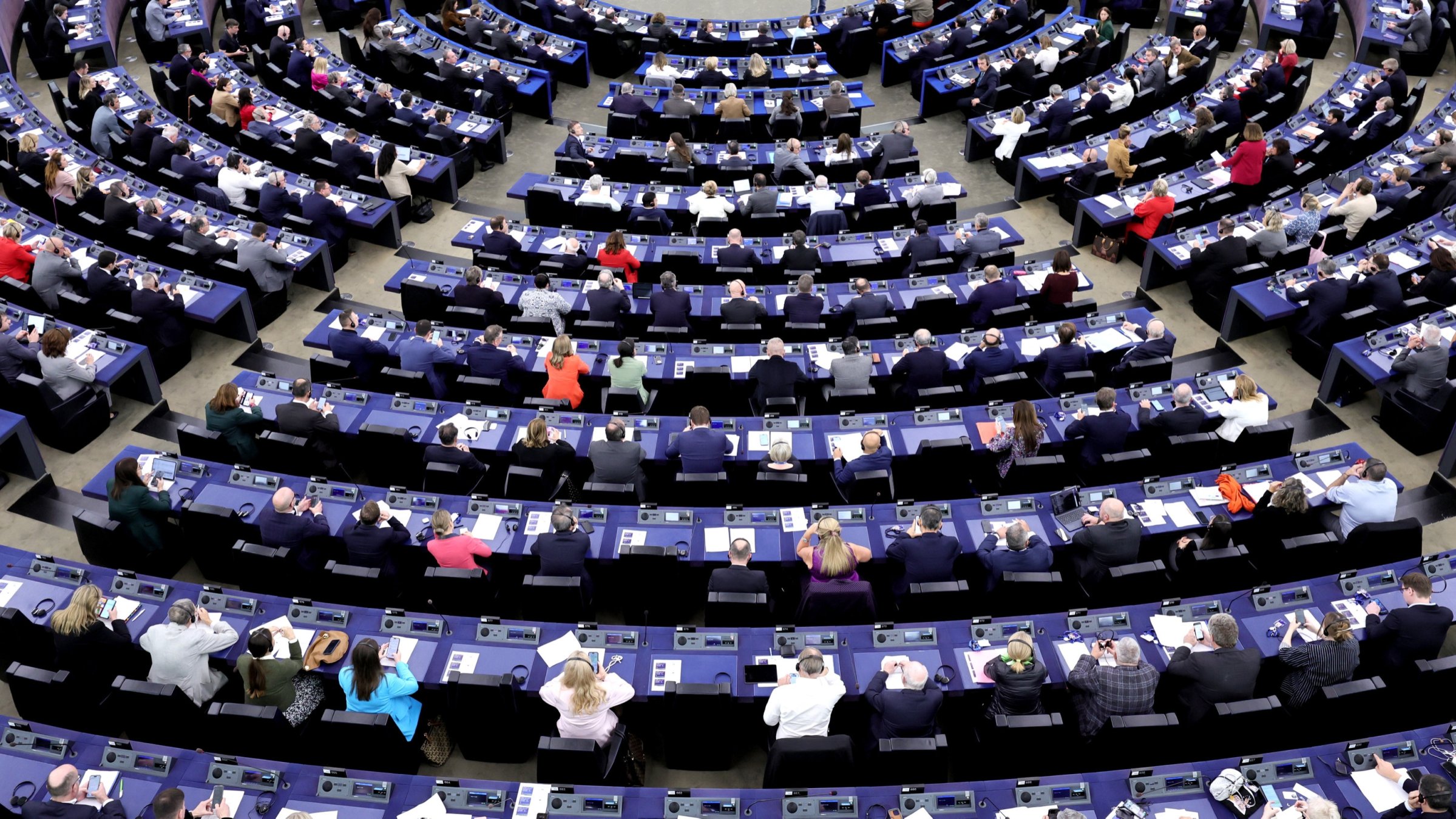 Members of the European Parliament take part in a voting session at the European Parliament in Strasbourg, France, 21 October 2025. (EPA Photo)