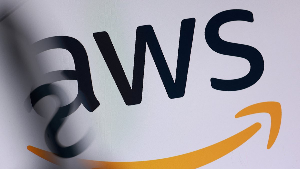 The AWS logo is seen in this illustration taken Oct. 20, 2025. (Reuters Photo)