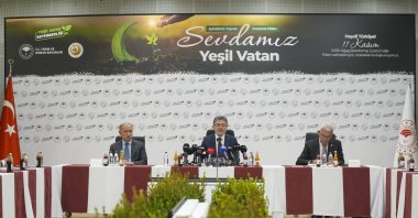 Minister of Agriculture and Forestry Ibrahim Yumaklı speaks at a news conference on the &quot;Green Homeland Mobilization,&quot; Ankara, Türkiye, Oct. 21, 2025. (AA Photo)