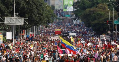 Government supporters participate in a rally in support of Venezuelan President Nicolas Maduro, amid rising tensions with the United States, in Caracas, Venezuela Oct. 6, 2025. (Reuters Photo)