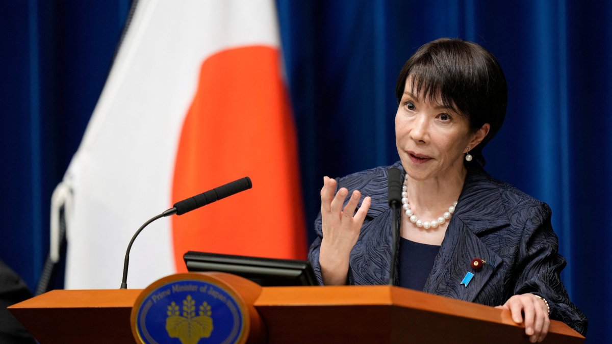 New Japanese Prime Minister Sanae Takaichi speaks during a press conference at the Prime Minister&#039;s Office, Tokyo, Japan, Oct. 21, 2025. (Reuters Photo)