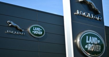 Jaguar Land Rover signage is seen on a dealership in Tonbridge, southeast of London, U.K., Sept. 29, 2025. (AFP Photo)