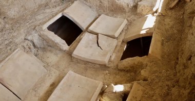 A general view of burial sites from the Roman and Early Byzantine periods in Iznik, Bursa, Türkiye, Aug. 11, 2021. (AA Photo)